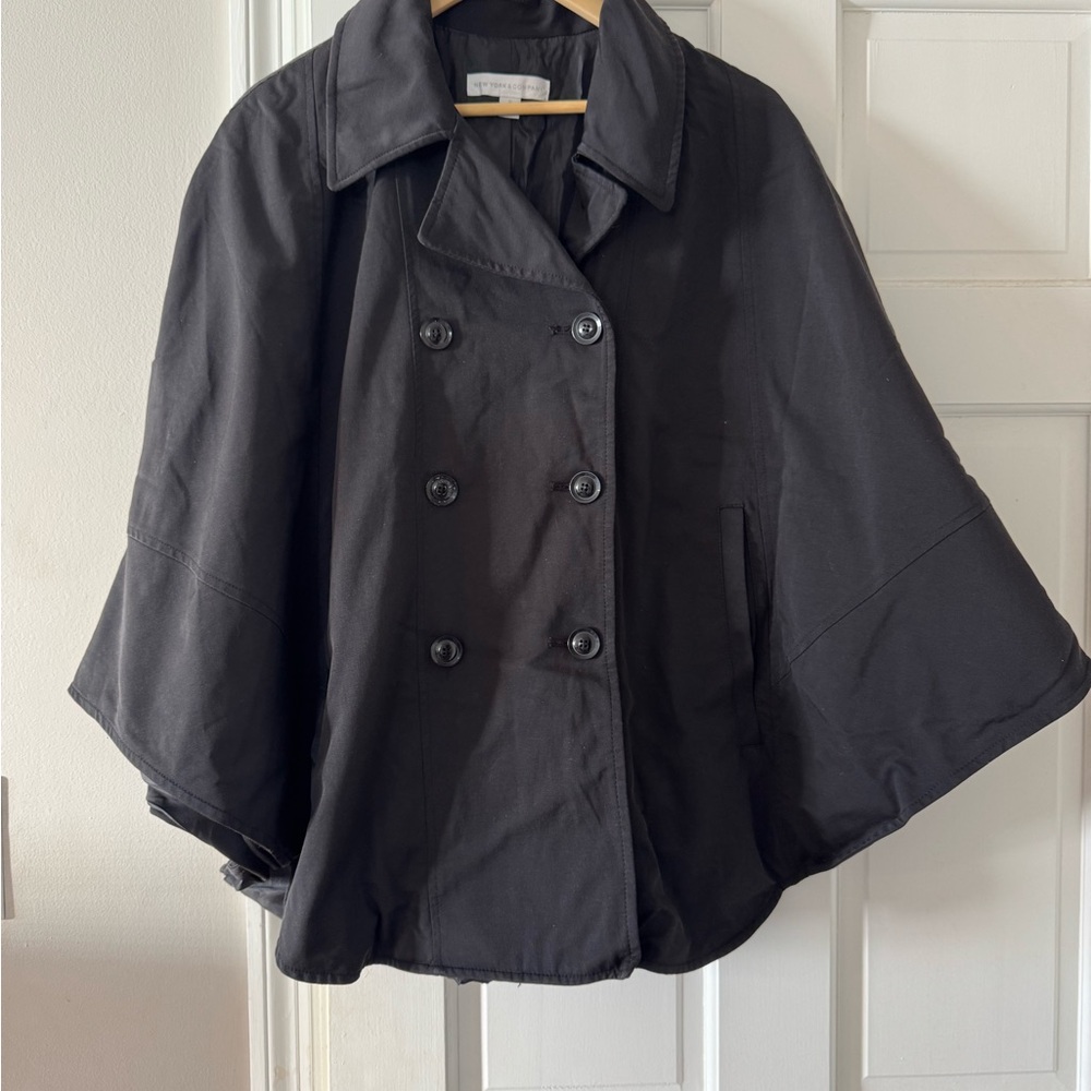 New York & Company Black Double-Breasted Cape